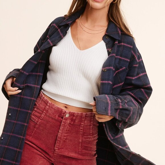 RAW EDGE TWO-TONE WASH BUTTON DOWN PLAID SHIRT - Picture 3 of 3